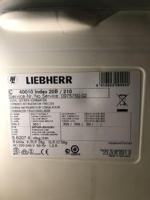 Разборка холодильник liebherr c 40010 Index 20B/210