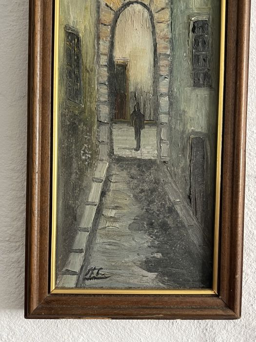 Pintura a óleo sobre tela Viela antiga