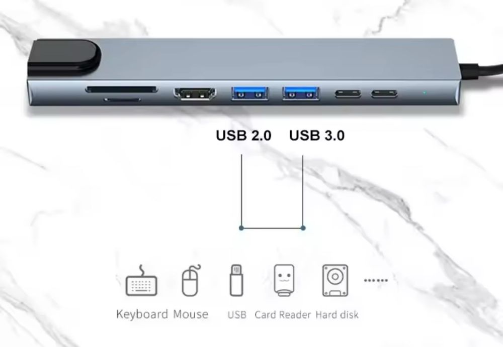 Хаб концетратор 8 в 1 type c lan порт