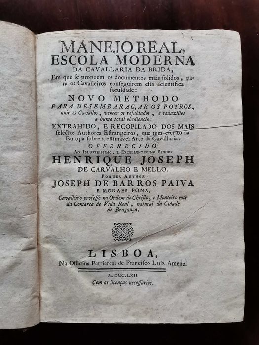 Manejo Real Escola Moderna da Cavallaria da Brida - 1762