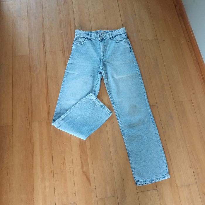 Jeansy straight high waist