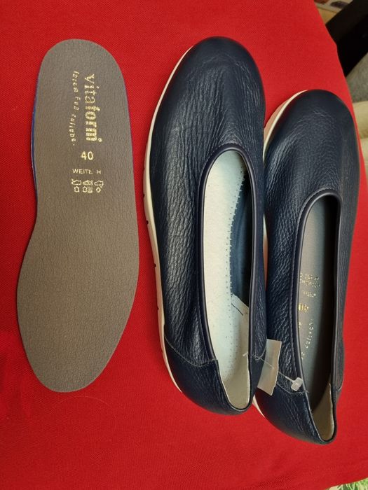 Baleriny damskie skórzane  roz.40 granatowe