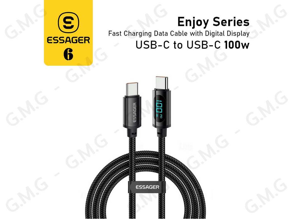 Кабель ESSAGER Sunset USB-C to USB-С 100W Fast Charging Data Cable
