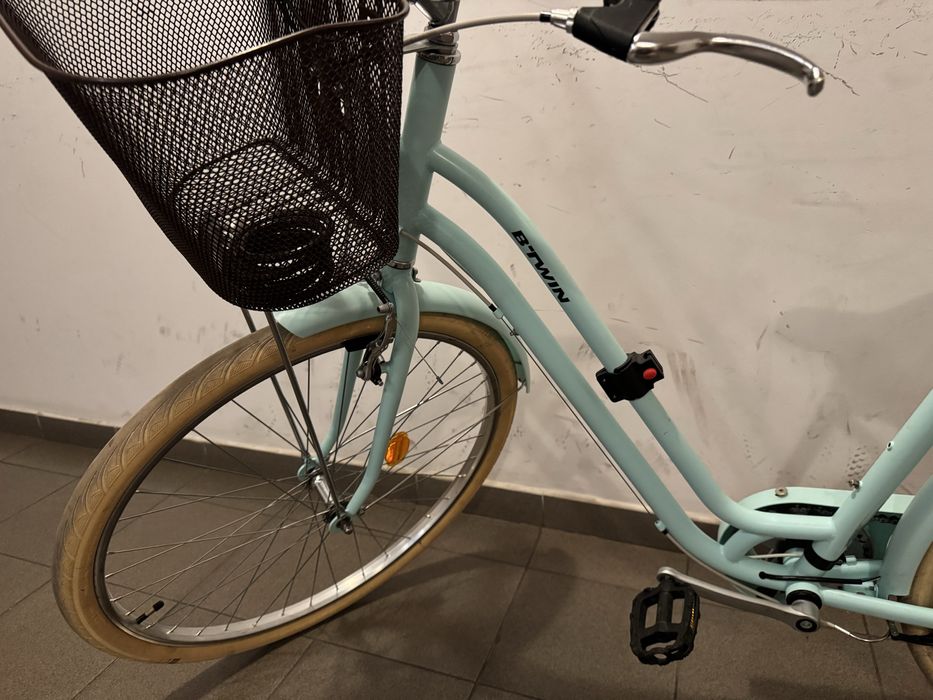 Rower miejski damski Btwin kolor mietowy koła 28