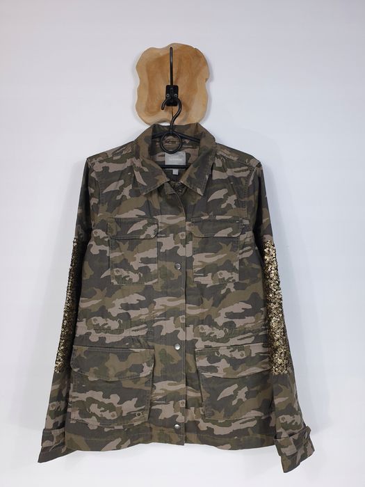 Kurtka parka bawełniana Next 40 L 12 moro z cekinami
