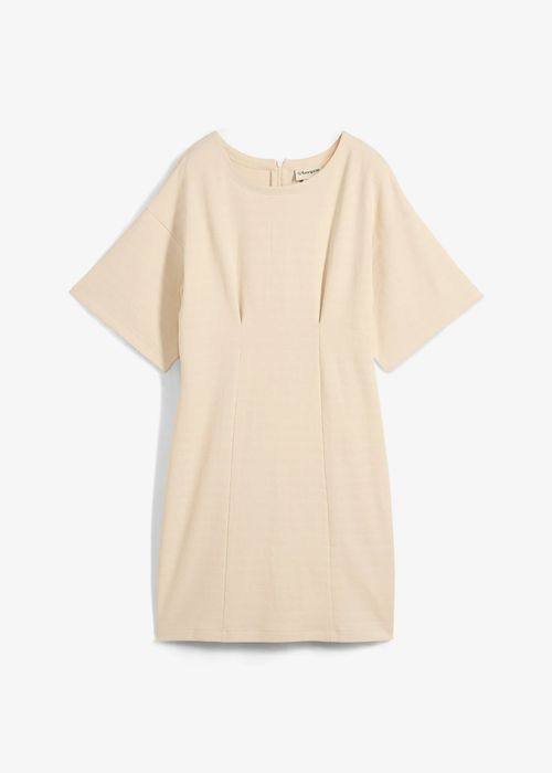 B.P.C sukienka shirtowa beżowa bawełniana z zaszewkami 44/46 .