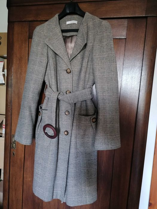 Płaszcz trencz A WEAR z wełną wełna bufki 38/40 M/L