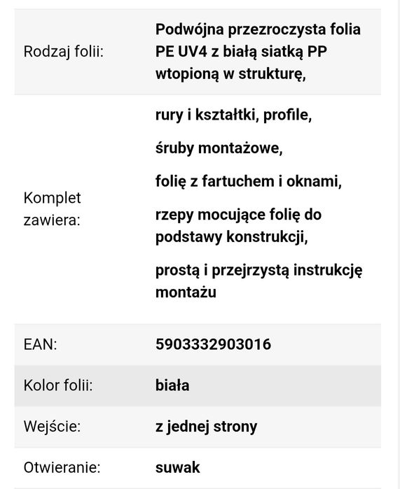 Tunel foliowy sprzedam