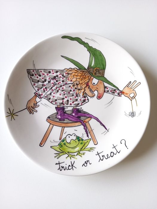 Pratos bruxa pintados à mão (conj. 6)