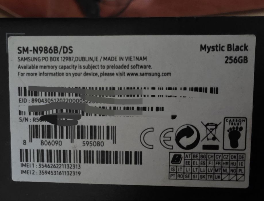 Samsung Galaxy Note  S20 ultra SM-N986B/DS 256GB