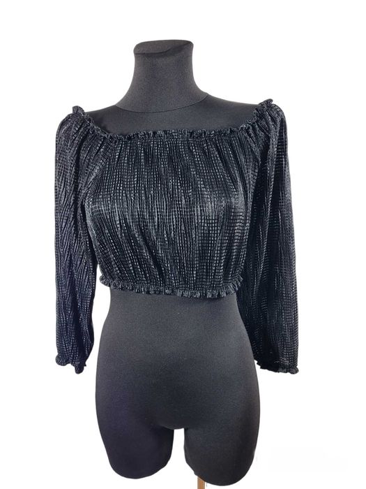 Czarna bluzka hiszpanka crop top 38,M KMX fashion