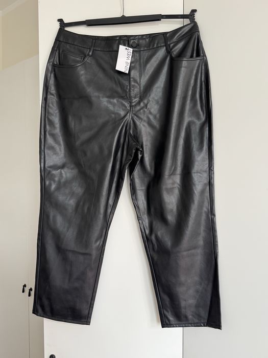 Czarne spodnie z ekoskóry Nine West 46 XXL Straight nowa metka