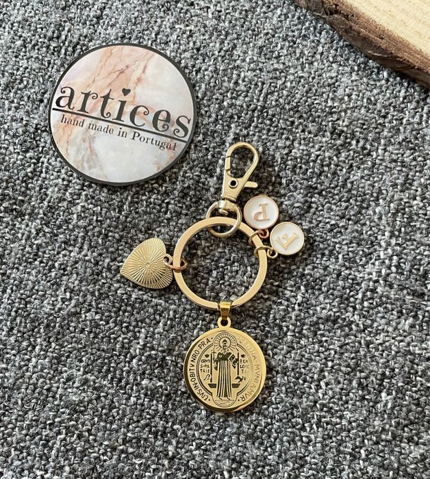 Porta chaves personalizado com medalha de aço de S. Bento