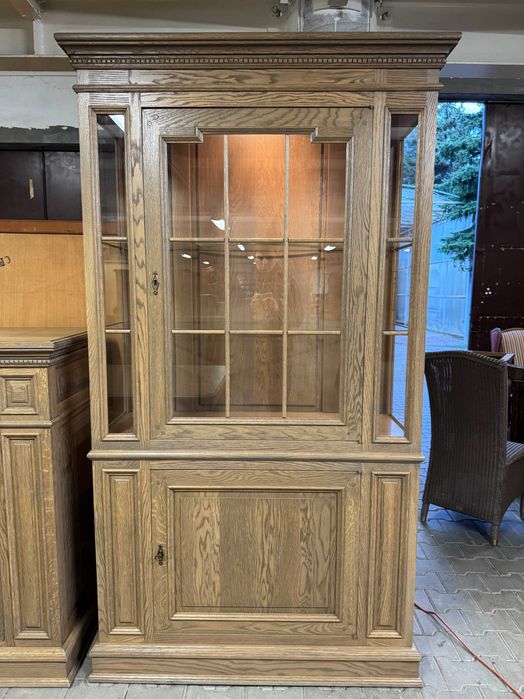 Jadalnia w stylu Hampton zestaw mebli do salonu komoda witryna dąb