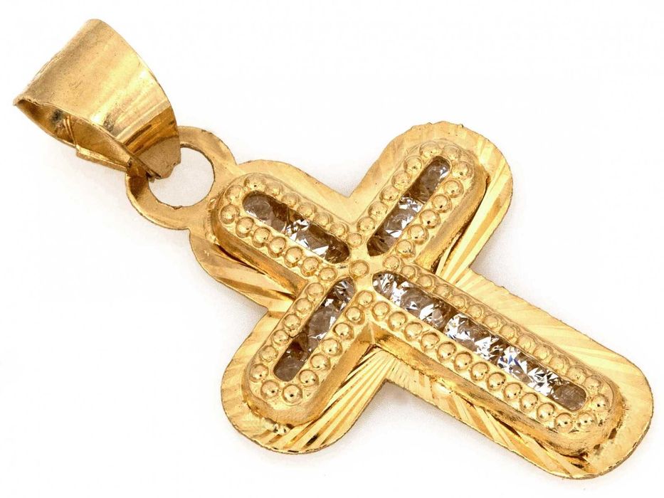 Przywieszka krzyżyk z cyrkoniami wisorek NOWY PR 585