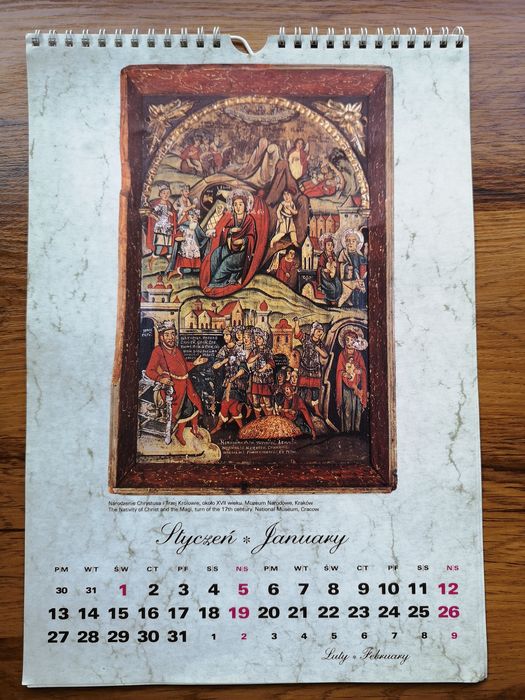 Stary kalendarz Ikony - Arkady 1992 r