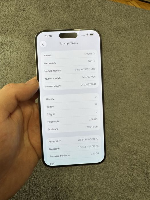 Perfekcyjny Iphone 15 PRO MAX 256gb