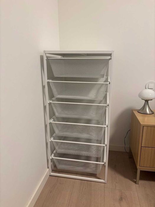 Móvel IKEA JONAXEL com 6 cestos + prateleira superior – Branco