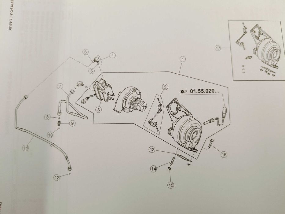 Claas Axion 840 C-Matic 13r 240KM A09 Turbosprężarka Turbina BorgWarne
