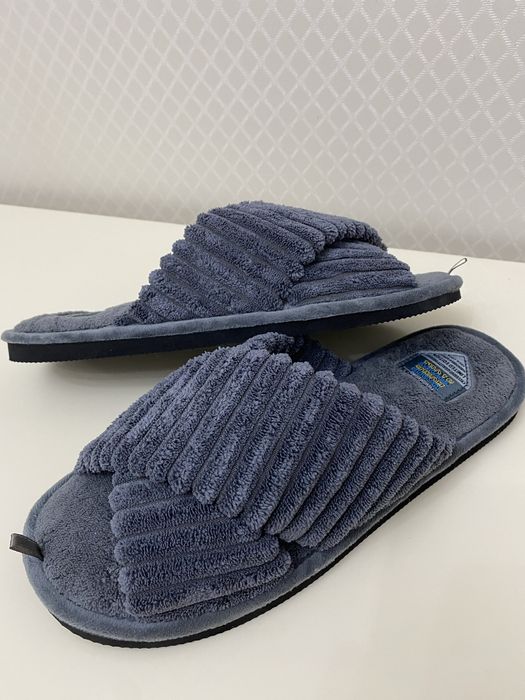 Чоловічі махрові тапочки з відкритими пальцями Home Story,чорні і сірі