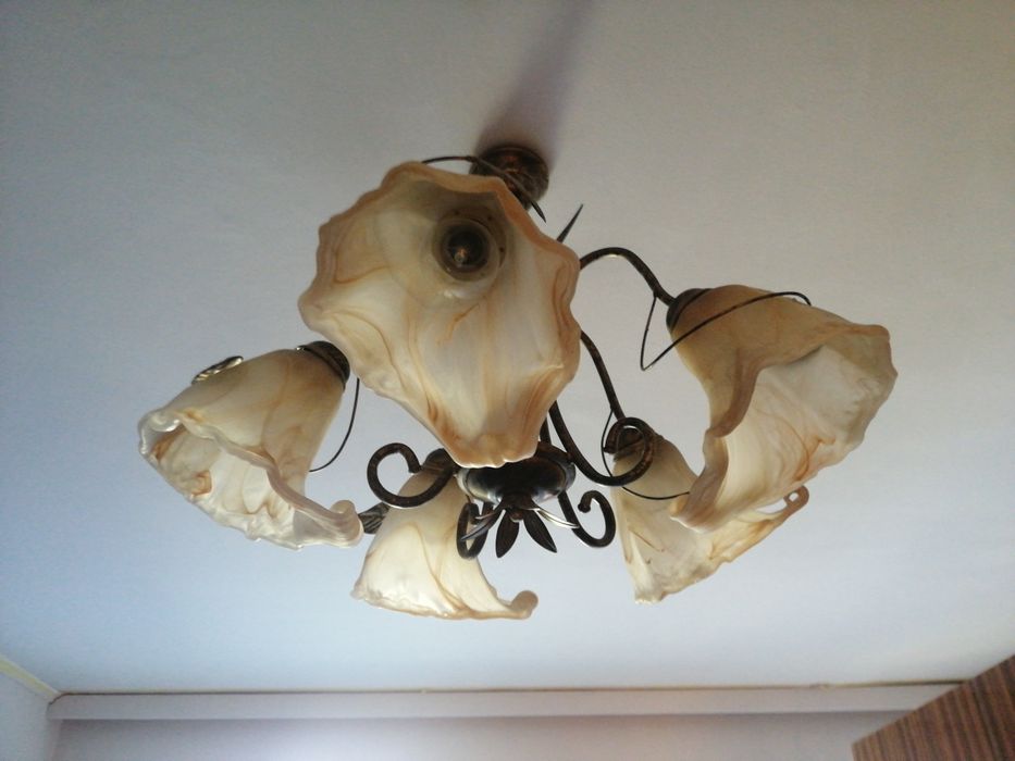 Żyrandol 5 ramienny mosiądz