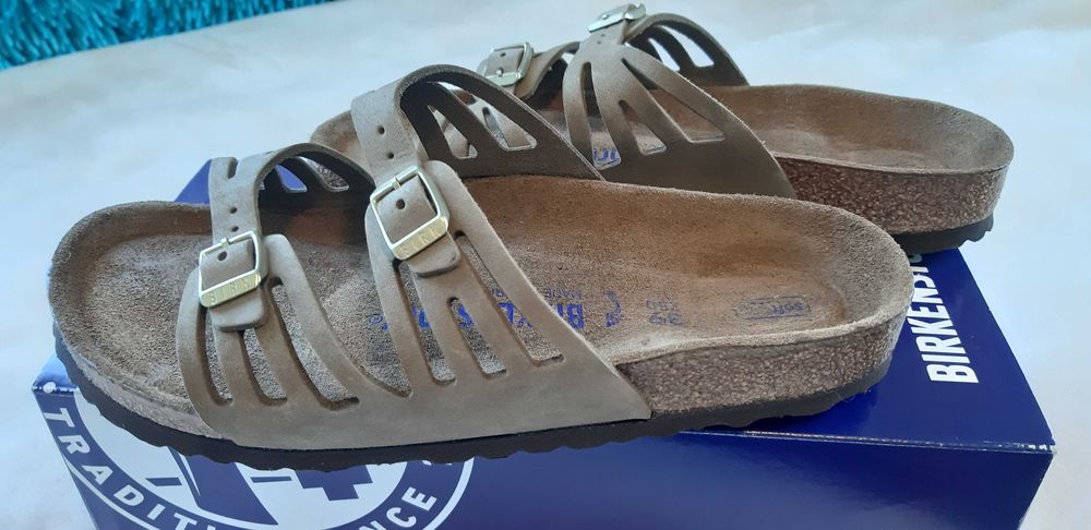 BIRKENSTOCK Klapki Granada Faded Khaki 39, skóra, nowe