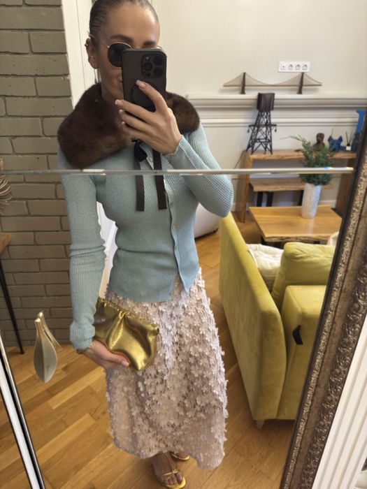 Шарф , комірець з натурального хутра