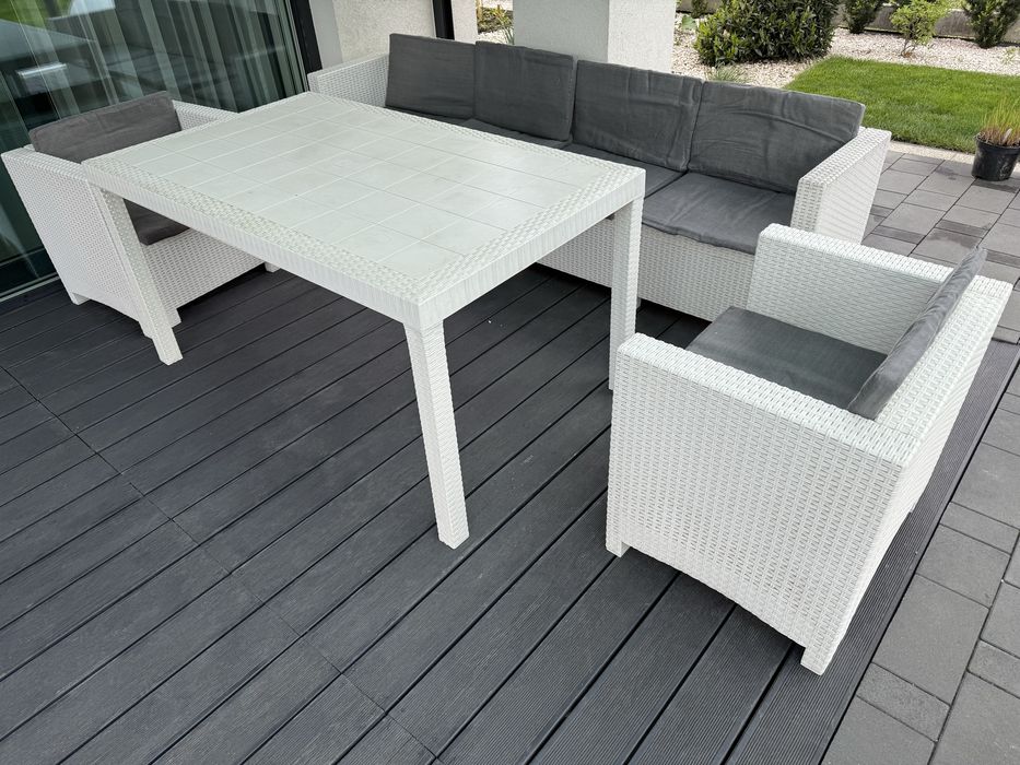 Meble Biale Technorattanowe 6 osobowe