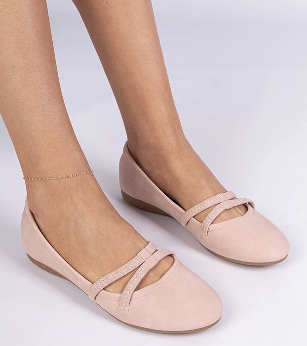 Różowe balerinki damskie z ekoskóry matowej Baronna