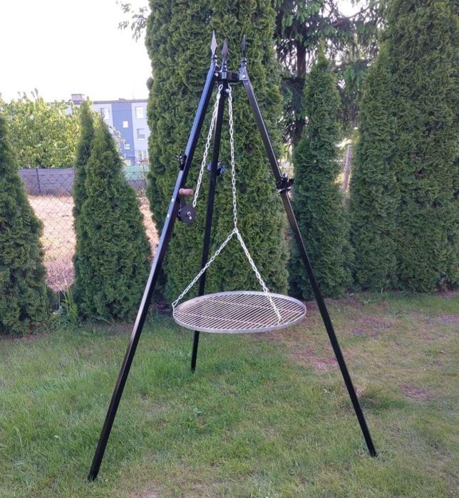 Grill,komplet 80 cm,ruszt kwasoodporny,trójnóg palenisko 4mm
