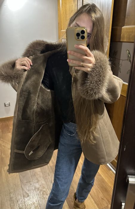Kożuch skóra naturalna XXL camel
