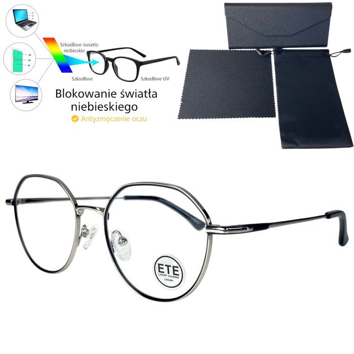 Okulary komputerowe, zerówki oprawki+zestaw etui,super jakość