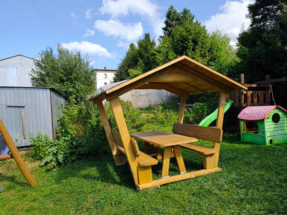 Meble ogrodowe DREWNIANE góralskie DO OGRODU biesiadne LITE DREWNO +