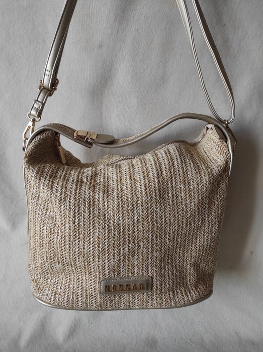 Torebka damska listonoszka worek Monnari beżowozłota nieużywana