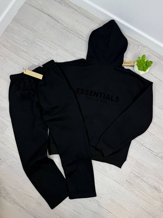 Костюм худі/штани ESSENTIALS чорний, сірий XS, S, M, L , XL | Якість 1в1 | Бірки та брендове пакування | Котон | ДЕШЕВО