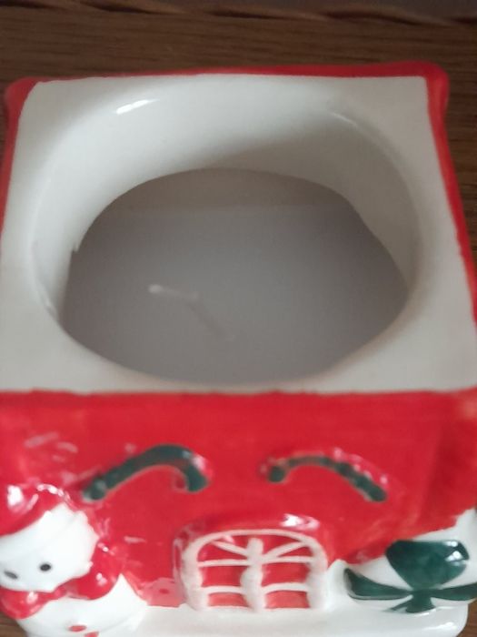 Ozdobna świeczka ceramika domek