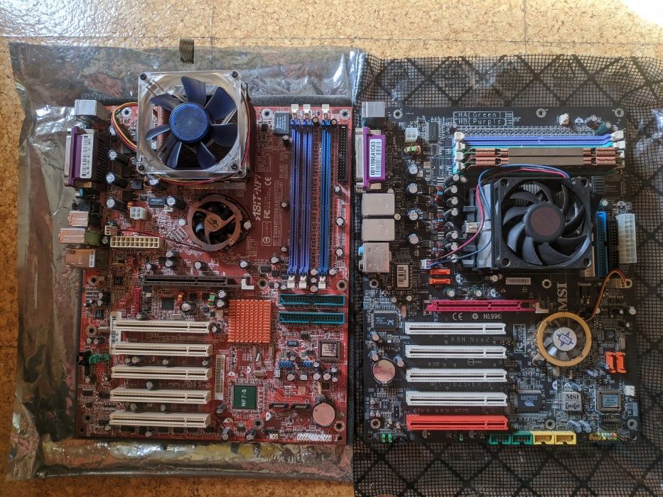 Motherboards + CPUs: NF7 + Athlon XP1700 and K8N + Athlon 64 320064297616309378120