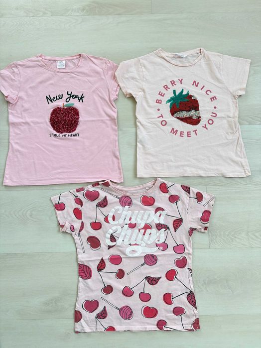 3 t-shirt cekiny truskawka jabłko New York Chupa chups Zara Mango 152
