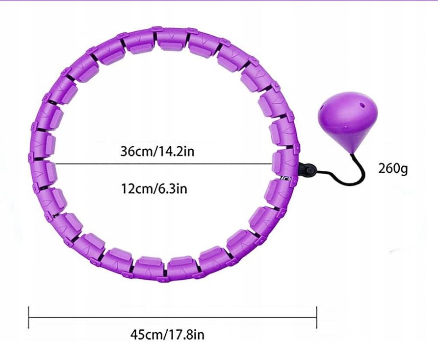 Regulowany hula hop z wypustkami i obciążnikiem HKESTLDO 24 el. fiolet