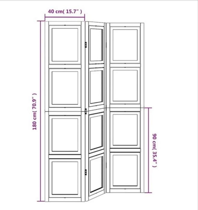 Parawan pokojowy 3-panelowy biały lite drewno 40x180