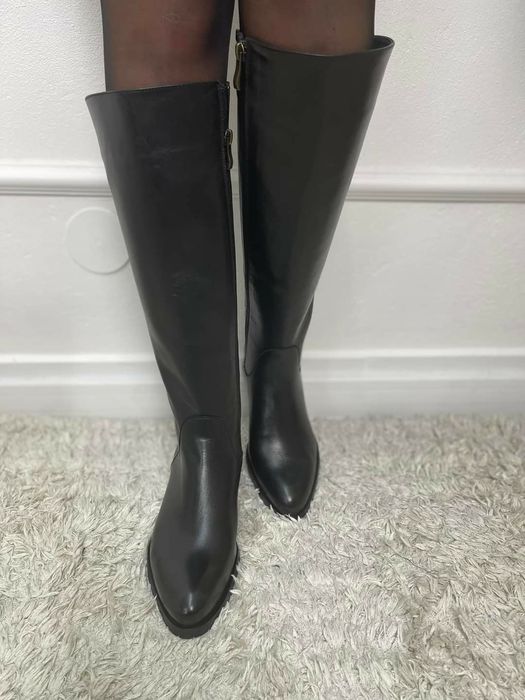 Kozaki damskie skóra naturalna 38 czarne zima