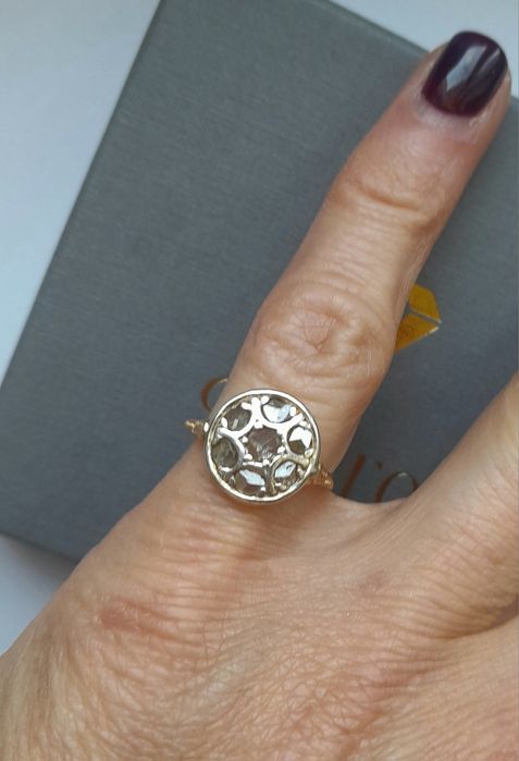R.13 Pierścionek Art Deco Złoto 750 Diamenty Srebro WYCENA