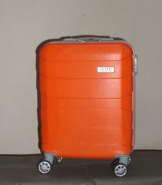 Чемодан пластиковый оранжевый COVERI, 4 колеса, размер 47Х39Х22/19 см.