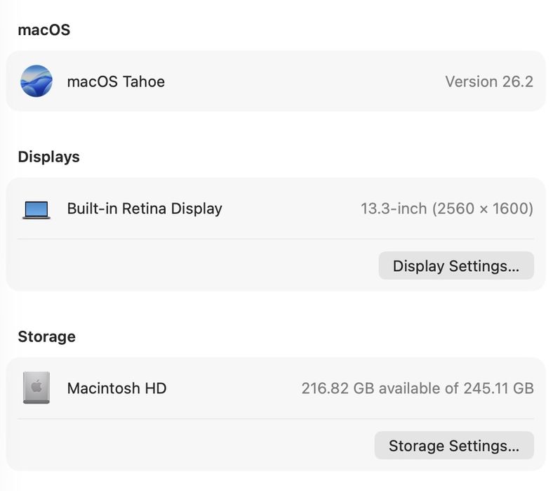 MacBook Air M1 16GB RAM 256GB SSD 95%