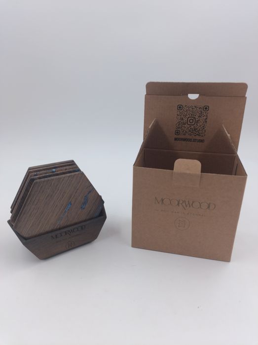 Оригінальний подарунок преміум-класу з дуба підставки під чашки костер