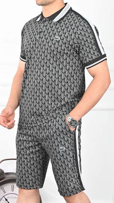Nowy męski krotki dres lacoste monogram xxl