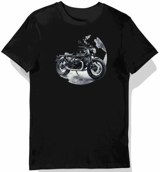 Koszulka męska czarna z futurystycznym stylem Moto Guzzi V7 XXL