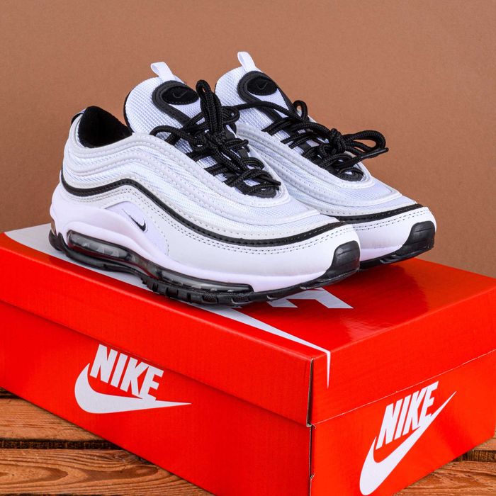 (1801-1807) Кросівки Nike Air Max 97 білі з чорним (37-45) найк найки