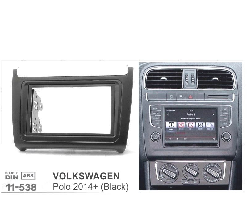 MOLDURA ADAPTADOR PRETO COMPLETO DE RÁDIO 2-DIN PARA VOLKSWAGEN VW POLO 14+