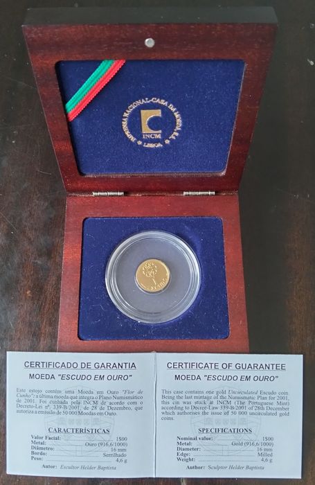 Moeda Ouro 1$ 2001 Estado Nova